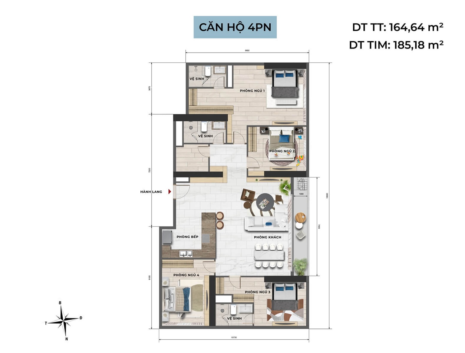 căn hộ 4 phòng ngủ Noble Westlake Ciputra