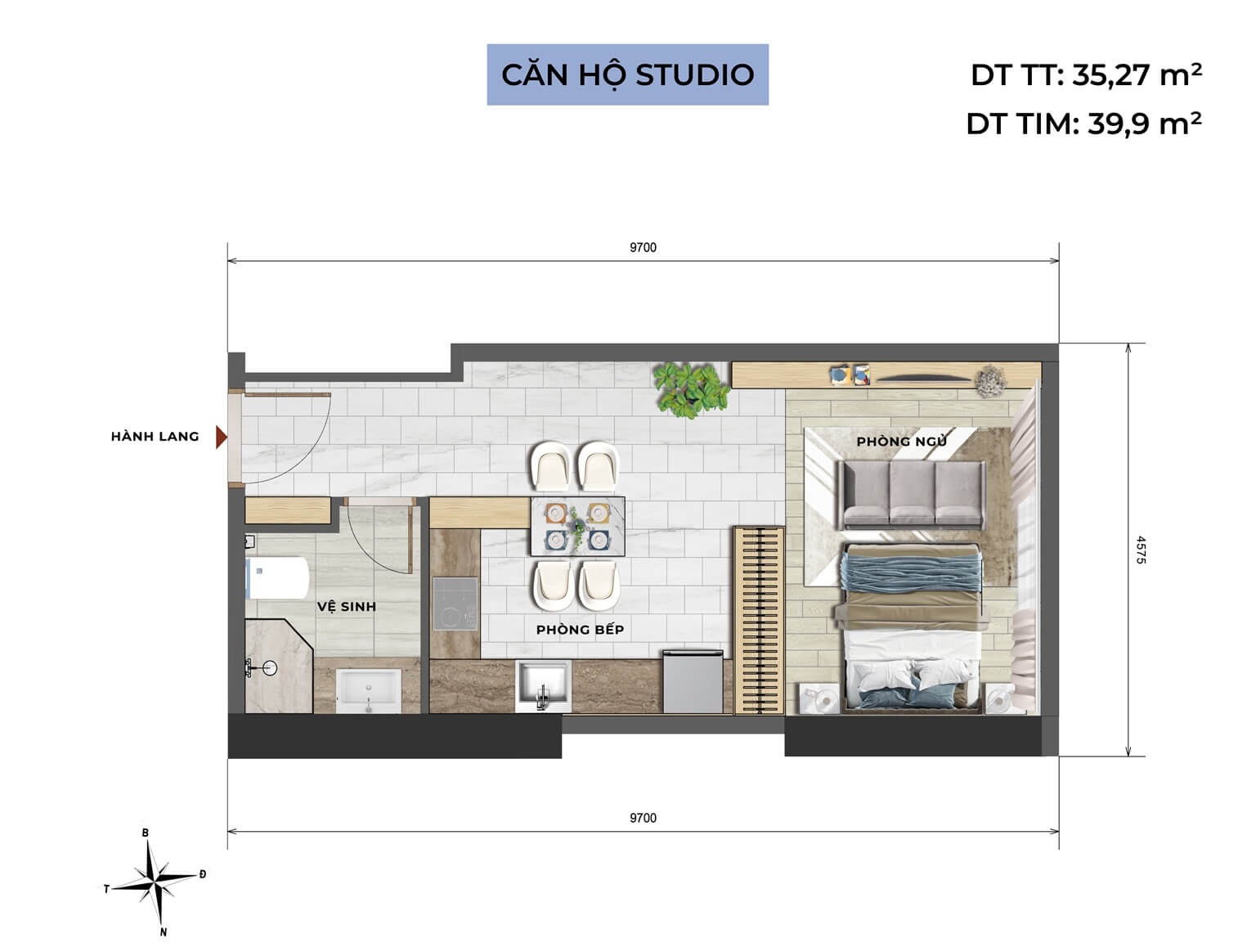 căn hộ studio Noble Westlake Ciputra
