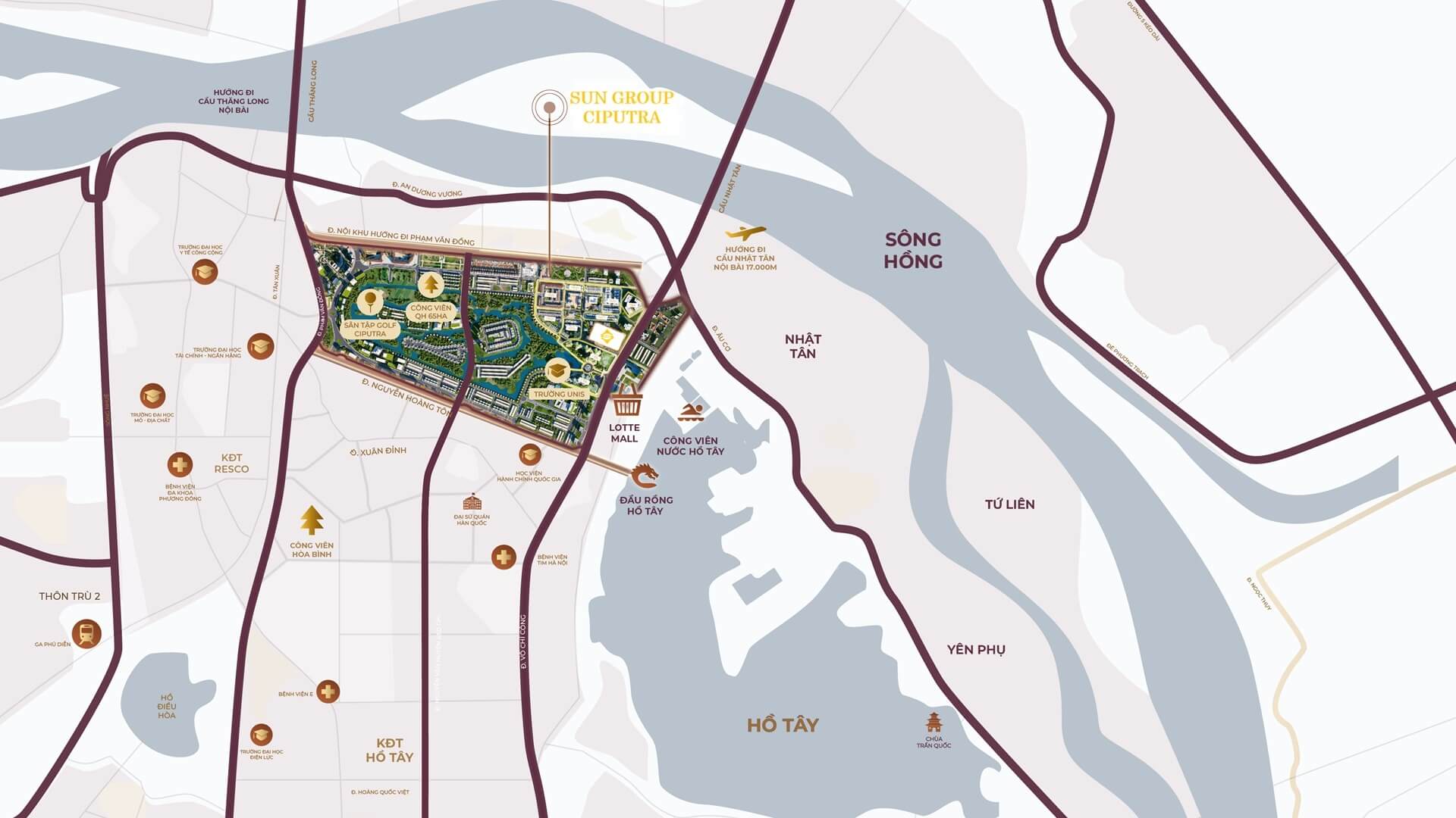 vị trí dự án Noble Westlake Ciputra tây hồ